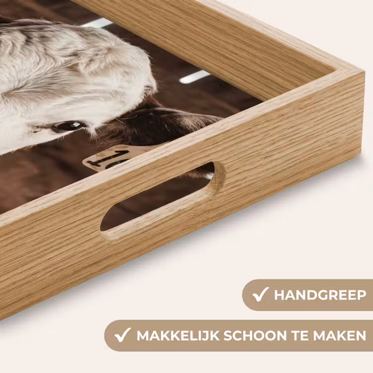 Kalf - Oormerk - Houten stal Dienblad Rechthoek middel -USP_HandgreepNL