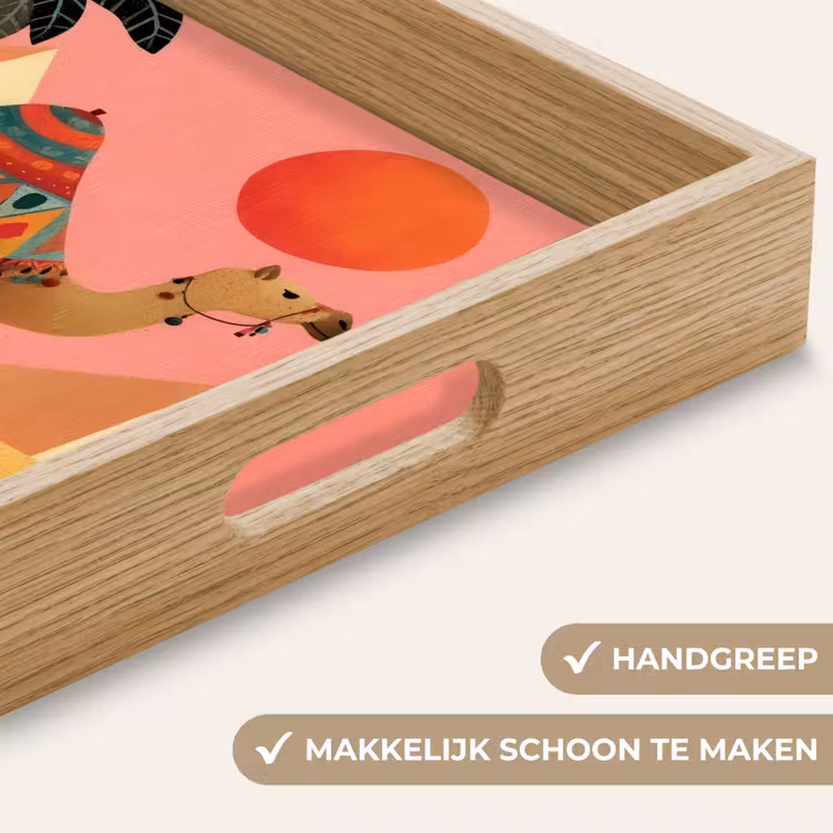 Kameel - Pyramides - Rode zon Dienblad Rechthoek middel -USP_HandgreepNL