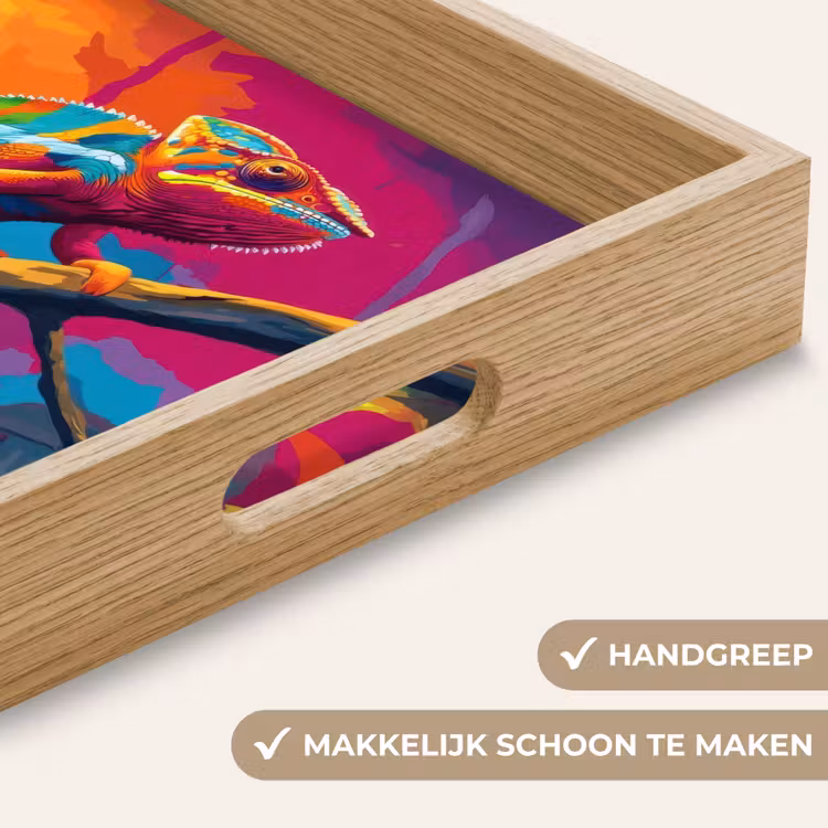 Kameleon - Tak - Gestreept - Bladeren Dienblad Rechthoek middel -USP_HandgreepNL