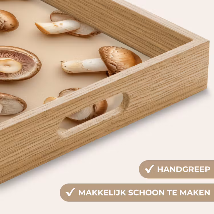 Kastanje Champignons - Beige Dienblad Rechthoek middel -USP_HandgreepNL