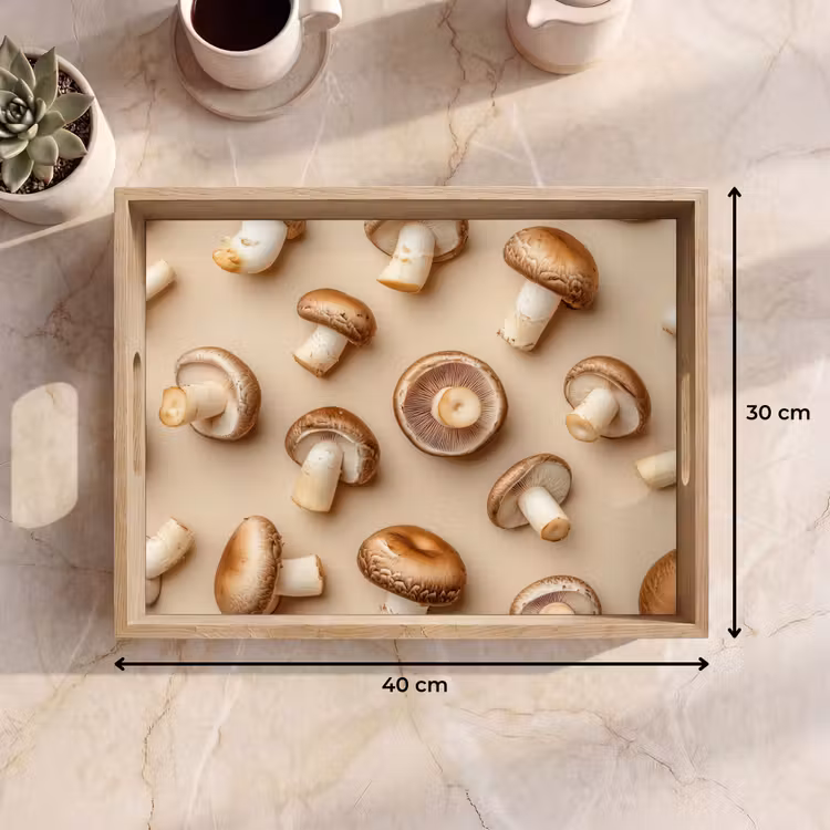 Kastanje Champignons - Beige Dienblad Rechthoek middel -USP_Formaat