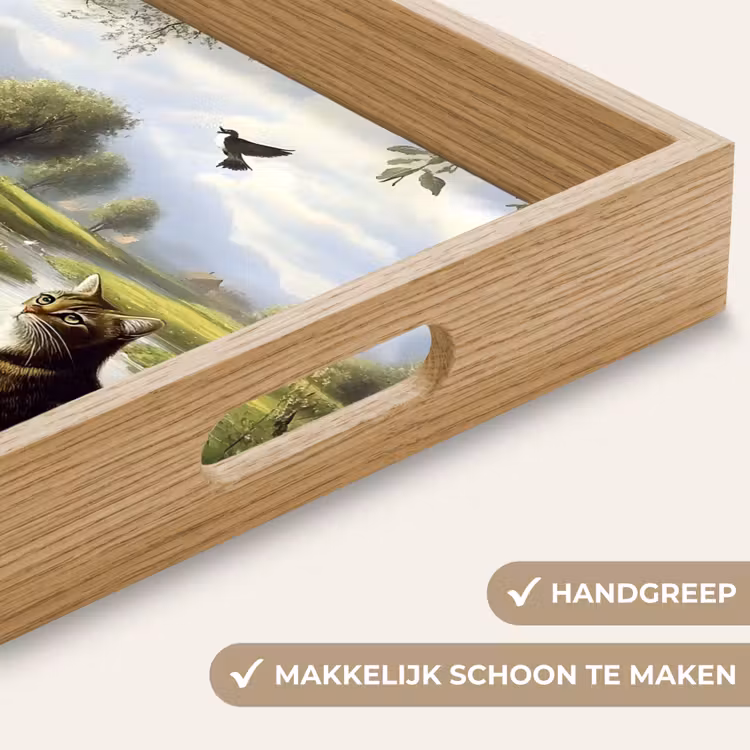 Kat - Beekje - Weide Dienblad Rechthoek middel -USP_HandgreepNL