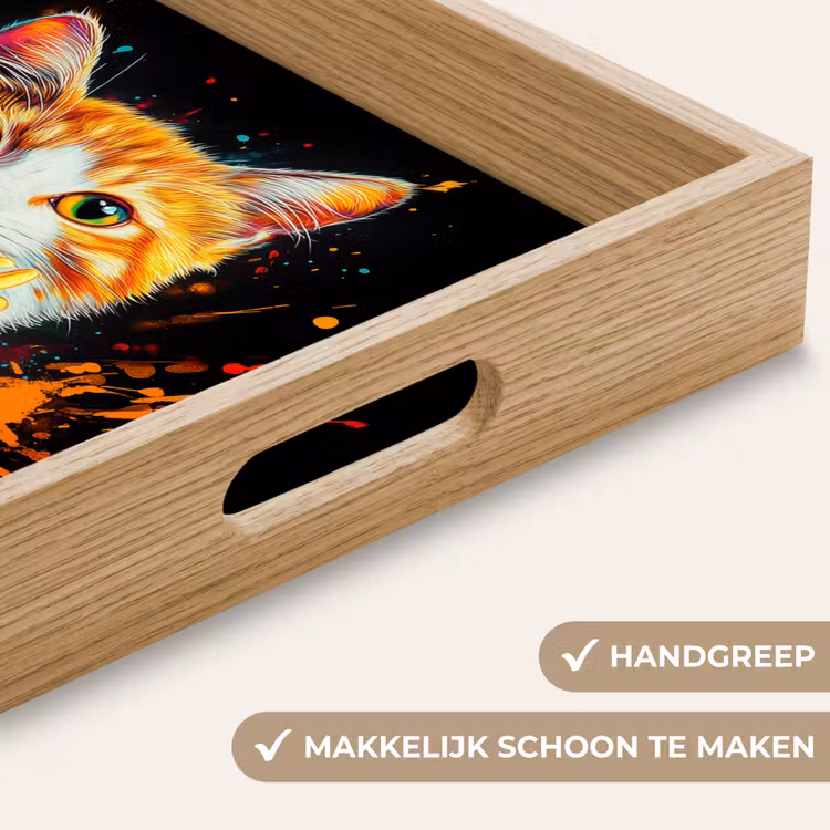 Kat - Eten - Patat - Graffiti - Abstract Dienblad Rechthoek middel -USP_HandgreepNL