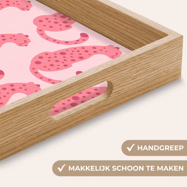 Kat - Gevlekt - Dieren - Patroon - Roze Dienblad Rechthoek middel -USP_HandgreepNL