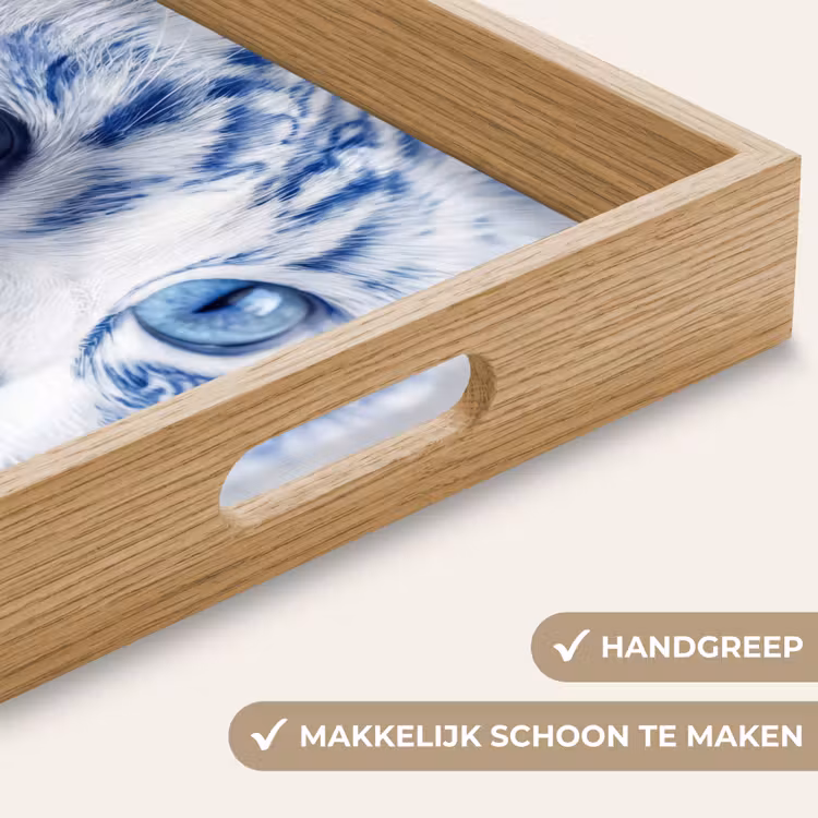 Kat - Patroon - Blauw Dienblad Rechthoek middel -USP_HandgreepNL