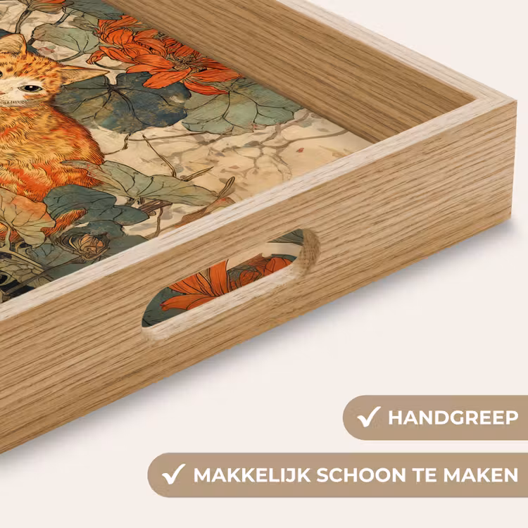 Kat - Sierlijk - Bloemen Dienblad Rechthoek middel -USP_HandgreepNL