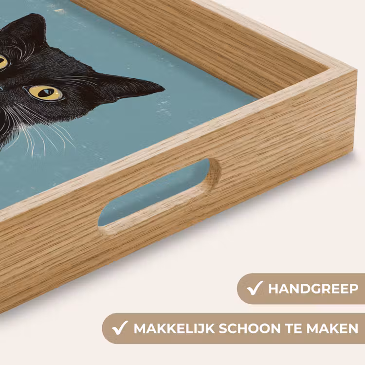 Kat - Zwart - Koffie - Minimalistisch Dienblad Rechthoek middel -USP_HandgreepNL
