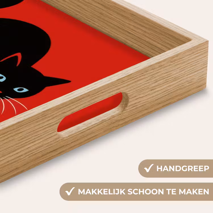 Kat - Zwart - Staart Dienblad Rechthoek middel -USP_HandgreepNL
