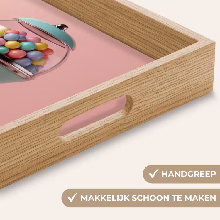 Kauwgom - Retro - Snoep - Roze Dienblad Rechthoek middel -USP_HandgreepNL