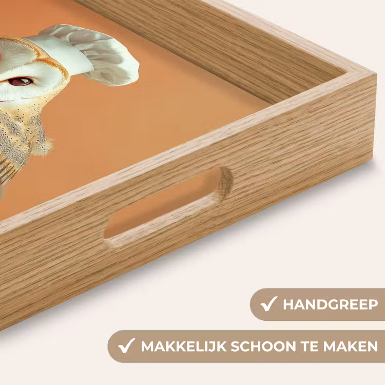 Kerkuil - Koksmuts - Oranje - Vogel Dienblad Rechthoek middel -USP_HandgreepNL