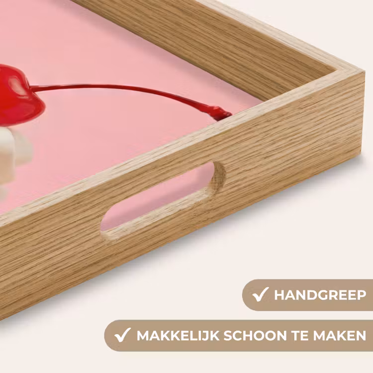 Kers - Slagroom - Roze Dienblad Rechthoek middel -USP_HandgreepNL