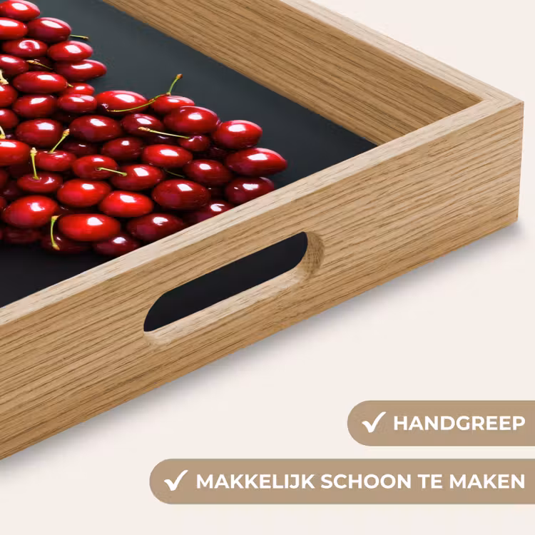Kersen - Hart - Rood - Zwart Dienblad Rechthoek middel -USP_HandgreepNL