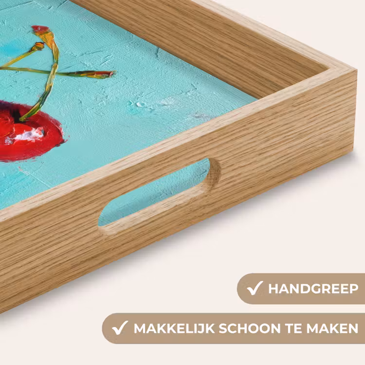 Kersen - Rood - Drie - Geverfd Dienblad Rechthoek middel -USP_HandgreepNL