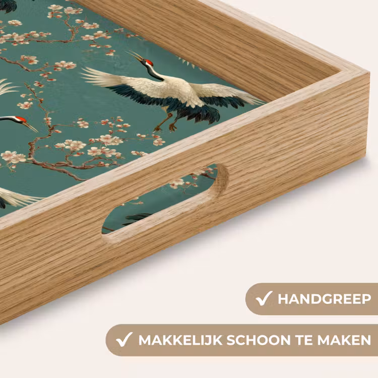 Kersenbloesem - Kraamvogels - Groen Dienblad Rechthoek middel 911 -USP_HandgreepNL