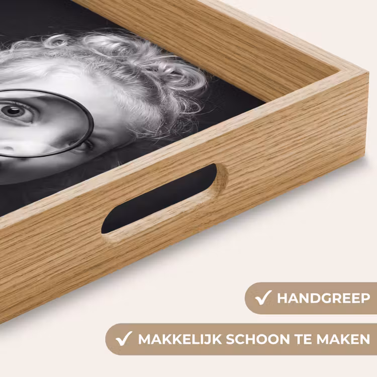 Kind - Vergrootglas - Portret - Zwart-wit Dienblad Rechthoek middel -USP_HandgreepNL