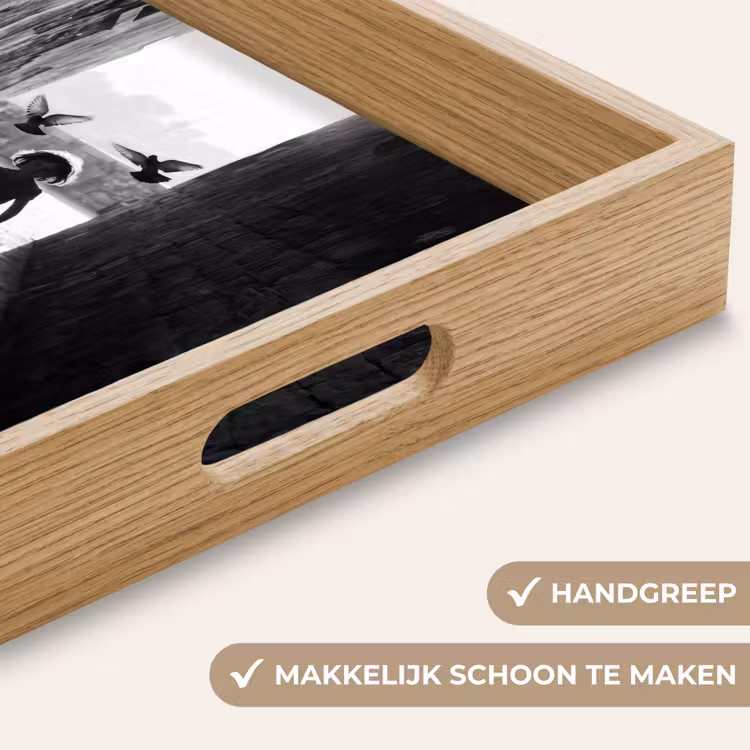 Kind - Vogel - Straat - Zwart-wit - Spelen Dienblad Rechthoek middel -USP_HandgreepNL