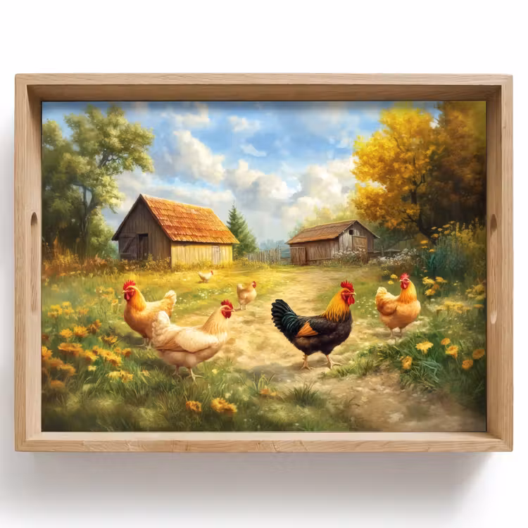 Kippen - Landelijke rust - Natuur Dienblad Rechthoek middel -z3d_shopping
