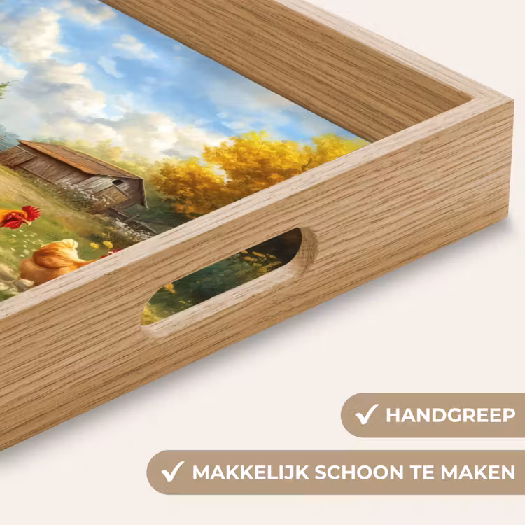 Kippen - Landelijke rust - Natuur Dienblad Rechthoek middel -USP_HandgreepNL