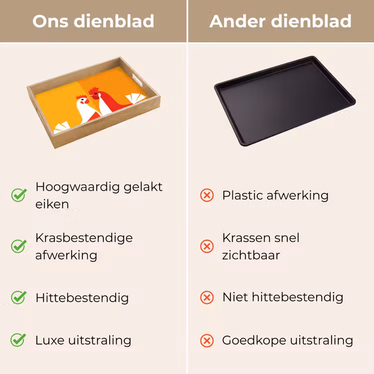 Kippen - Oranje - Vlakken Dienblad Rechthoek middel -USP_VergelijkingNL