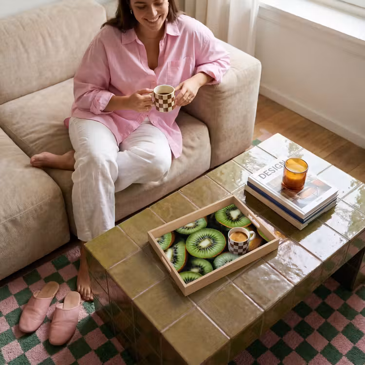 Kiwi - Fruit - Groen Dienblad Rechthoek middel -sfeer3