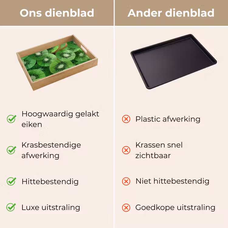 Kiwi - Groen - Pitten Dienblad Rechthoek middel -USP_VergelijkingNL