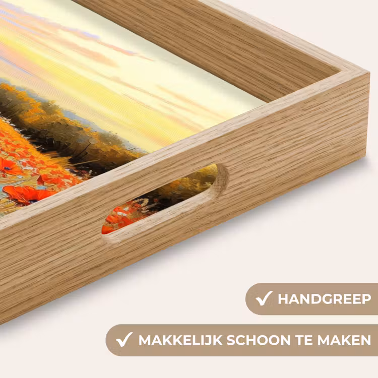 Klaproos - Bloemenveld - Kleurrijk Dienblad Rechthoek middel -USP_HandgreepNL
