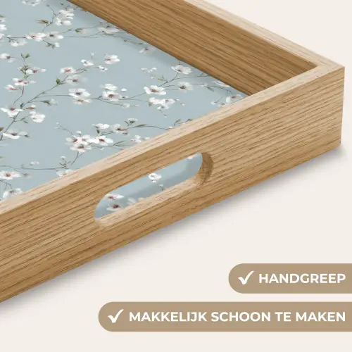 Klassiek - Bloemen - Blauw Dienblad Rechthoek middel 911 -USP_HandgreepNL