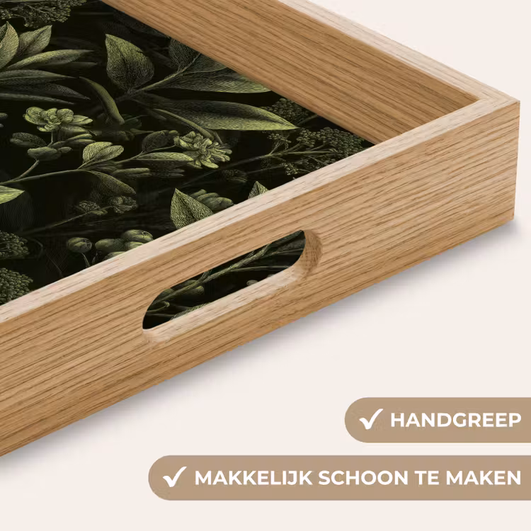 Klassiek - Donker - Botanisch - Planten Dienblad Rechthoek middel 911 -USP_HandgreepNL