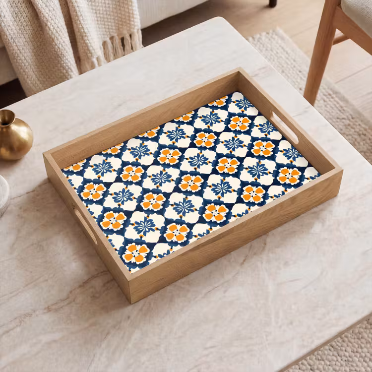 Klassiek - Geometrisch - Blauw Dienblad Rechthoek middel 911 -sfeer1