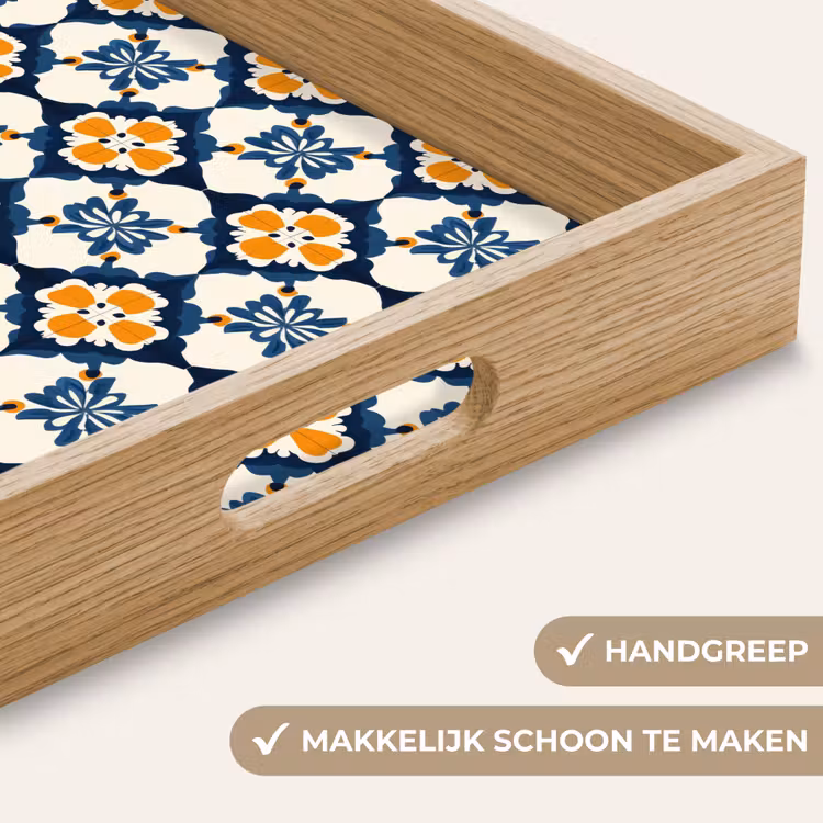 Klassiek - Geometrisch - Blauw Dienblad Rechthoek middel 911 -USP_HandgreepNL