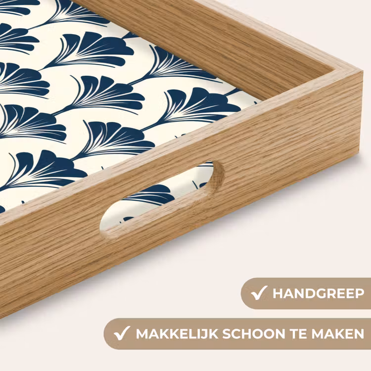 Klassiek - Motief - Blauw Dienblad Rechthoek middel 911 -USP_HandgreepNL