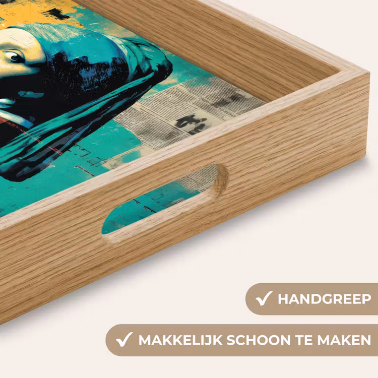 Klassiek - Pareloorbel - Streetartstijl - Kleurrijk Dienblad Rechthoek middel -USP_HandgreepNL