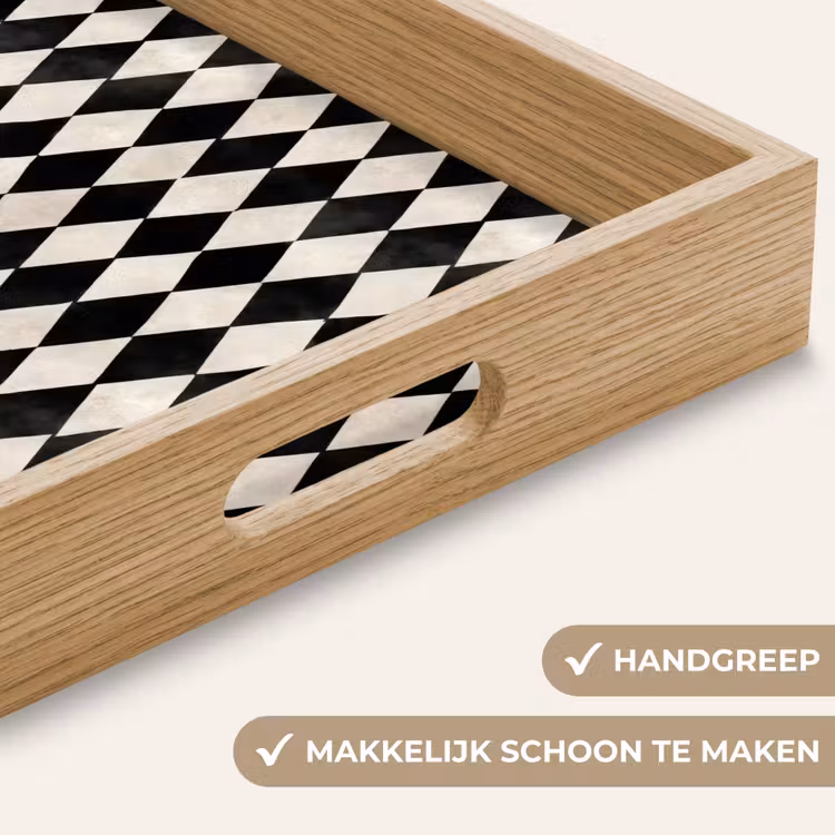Klassiek - Patroon - Zwart Dienblad Rechthoek middel 911 -USP_HandgreepNL