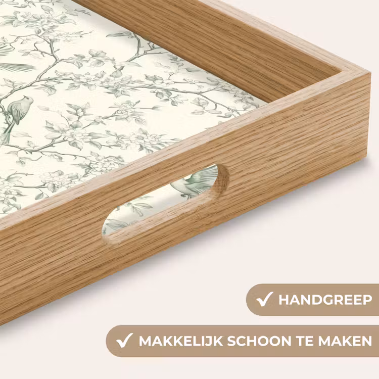Klassiek - Vogels - Groen Dienblad Rechthoek middel 911 -USP_HandgreepNL