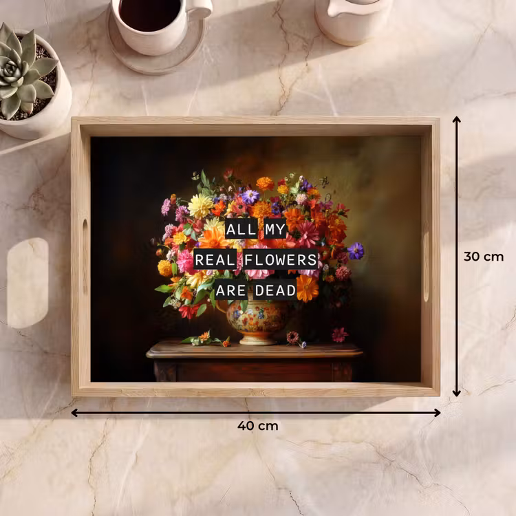 Kleur - Bloemen - Vintage - Bloemenvaas Dienblad Rechthoek middel -USP_Formaat