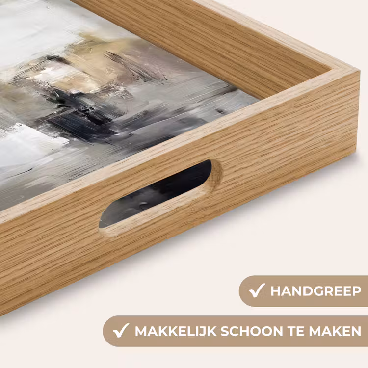 Kleurenpalet - Penseelstreken - Beige - Nevelig Dienblad Rechthoek middel -USP_HandgreepNL