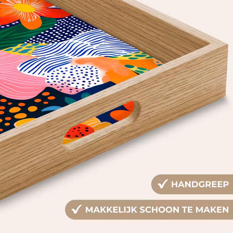 Kleurrijk - Bloemen - Abstract - Stippen Dienblad Rechthoek middel -USP_HandgreepNL