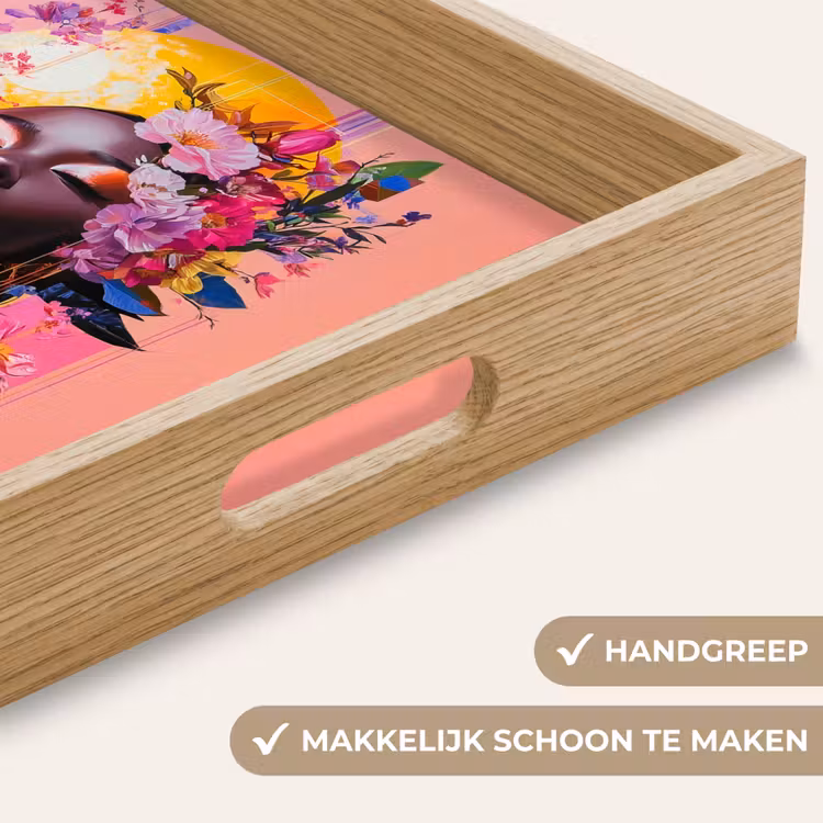 Kleurrijk - Bloemen - Vrouw - Zon Dienblad Rechthoek middel -USP_HandgreepNL