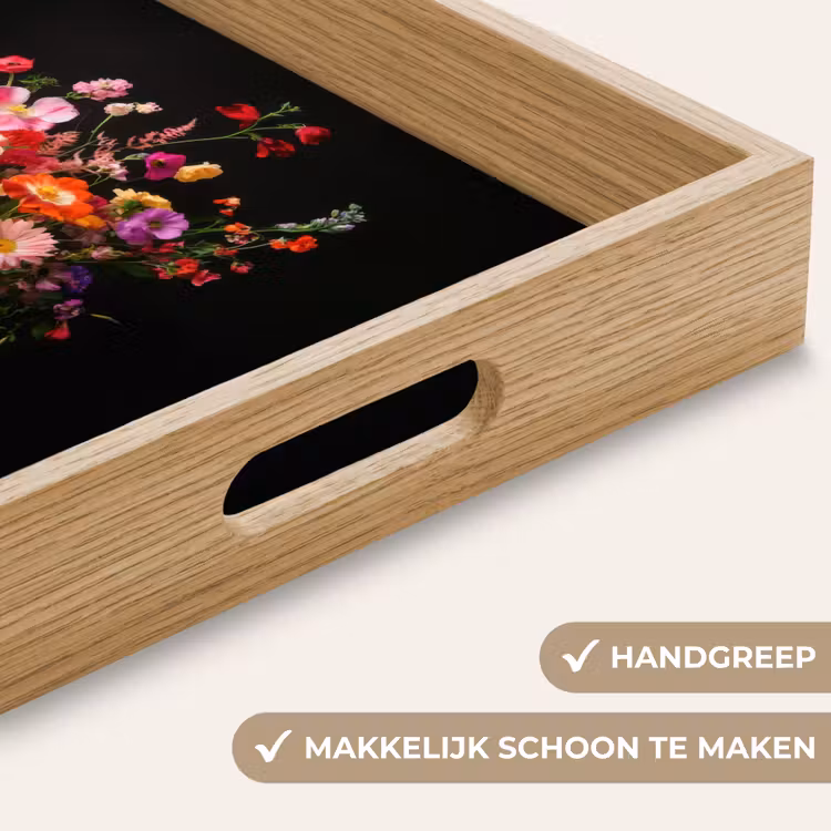 Kleurrijk - Boeket - Vaas - Goud Dienblad Rechthoek middel -USP_HandgreepNL