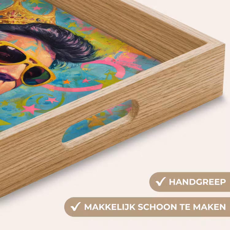 Kleurrijk portret - Kroon - Sterren Dienblad Rechthoek middel -USP_HandgreepNL