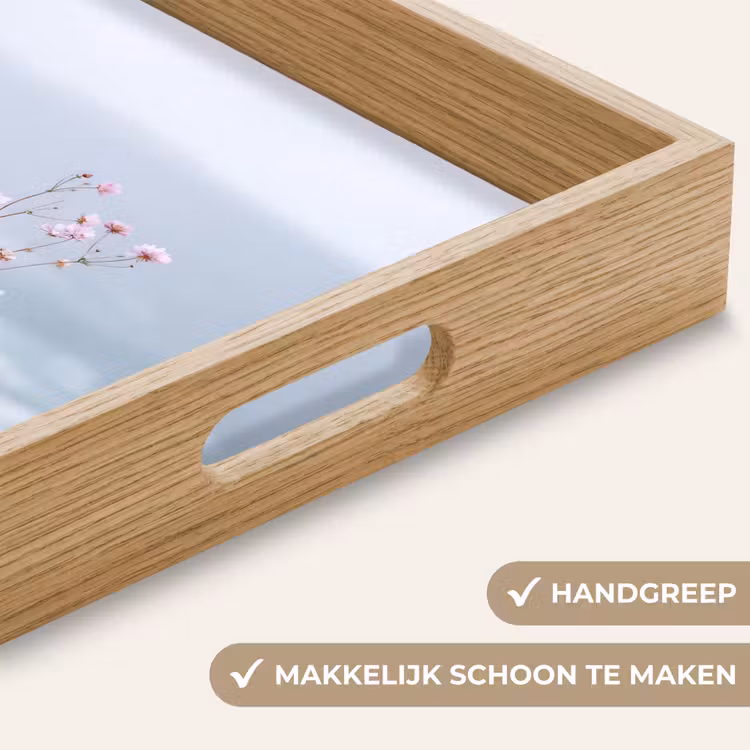 Klif - Bloemen - Zee - Roze Dienblad Rechthoek middel -USP_HandgreepNL