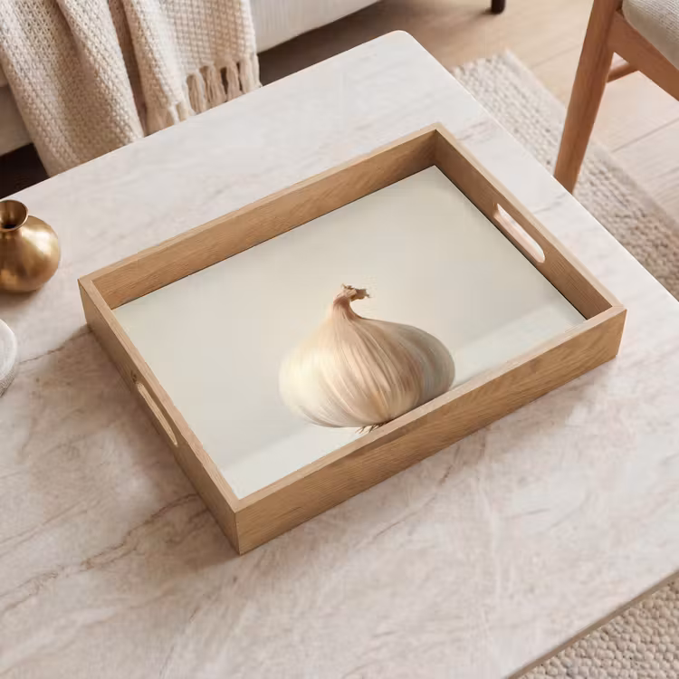 Knoflook - Natuurlijk - Beige Dienblad Rechthoek middel -sfeer1