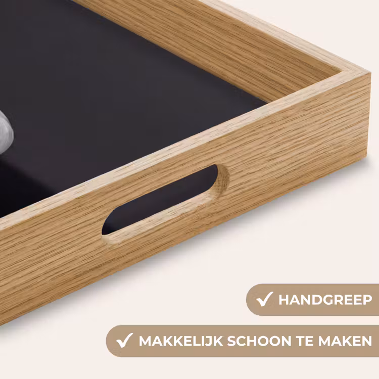 Knoflook - Zwart - Wit Dienblad Rechthoek middel -USP_HandgreepNL
