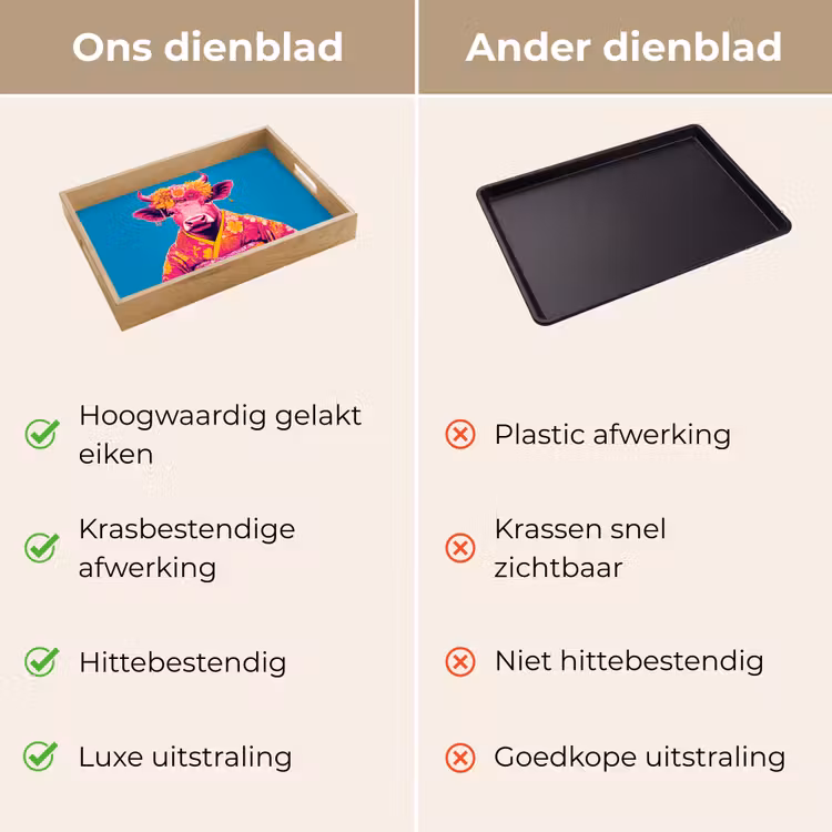 Koe - Bloemenkrans - Oorhangers - Kimono Dienblad Rechthoek middel -USP_VergelijkingNL