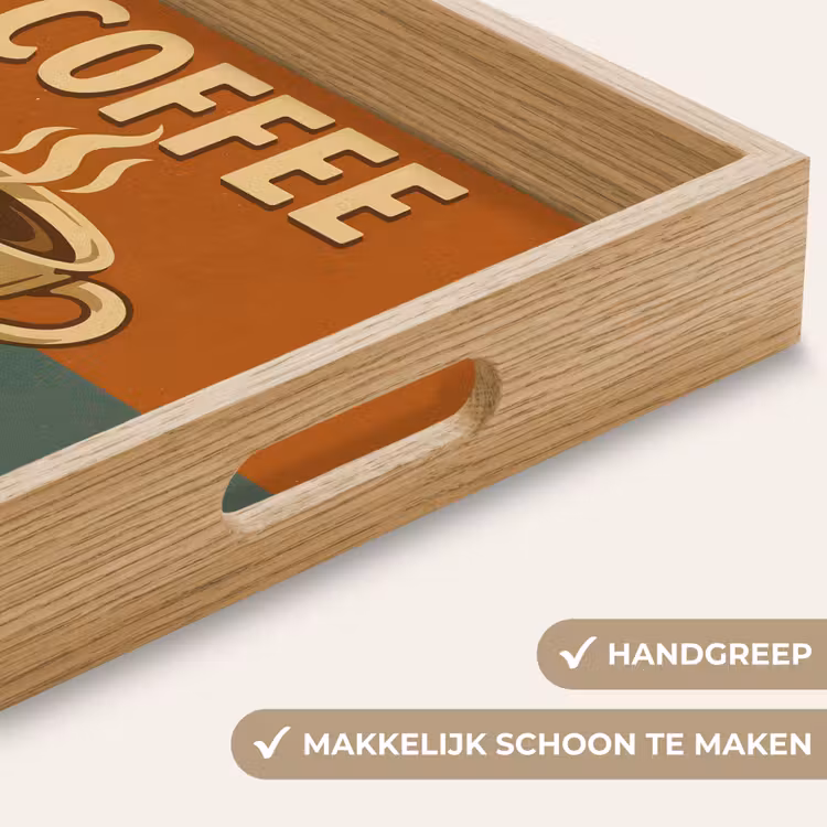Koffie - Kop - Vintage - Quote Dienblad Rechthoek middel -USP_HandgreepNL