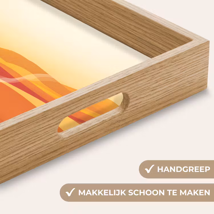 Koffie - Landschap - Oranje - Koffiebonen Dienblad Rechthoek middel -USP_HandgreepNL