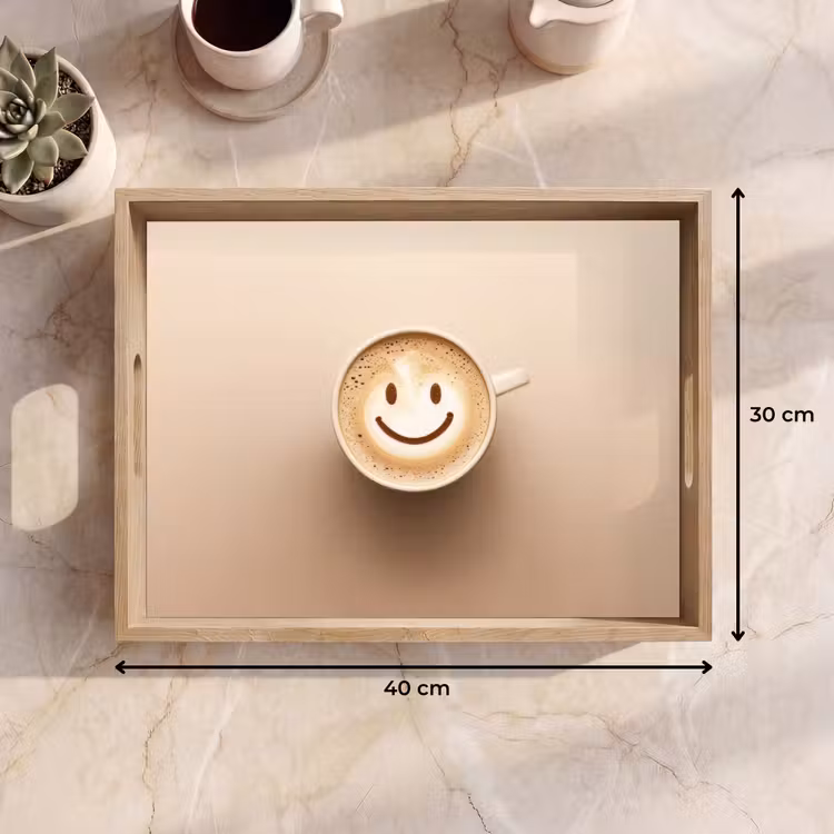Koffie - Melkschuim - Lach - Beige Dienblad Rechthoek middel -USP_Formaat