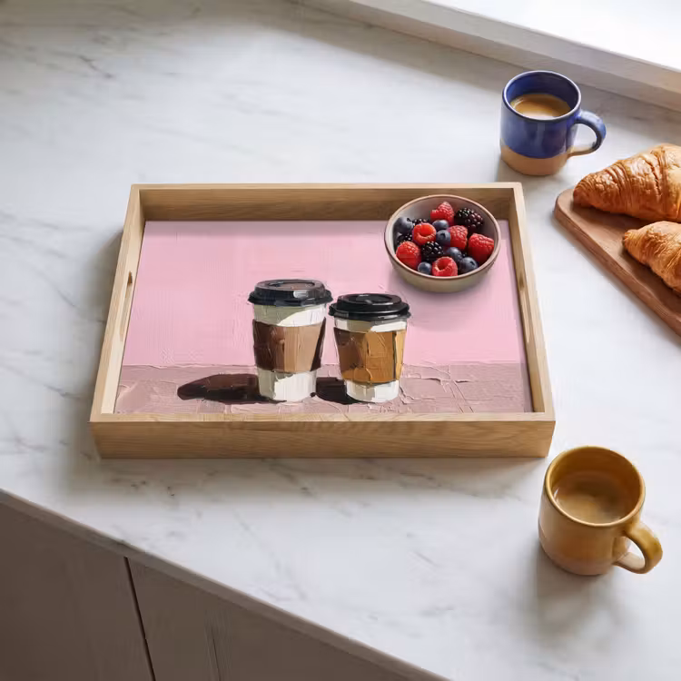 Koffiebekers - Deksel - Verf - Textuur Dienblad Rechthoek middel -sfeer2