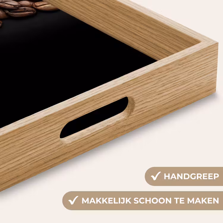 Koffiebonen - Zwart - Eenvoudig Dienblad Rechthoek middel -USP_HandgreepNL