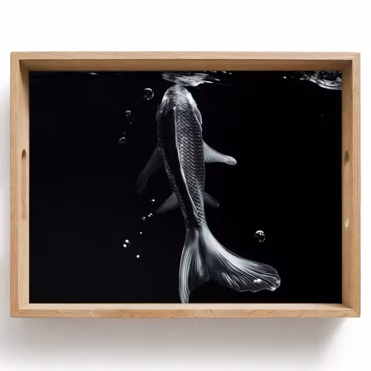 Koi - Vissen - Water - Zwart Dienblad Rechthoek middel -z3d_shopping